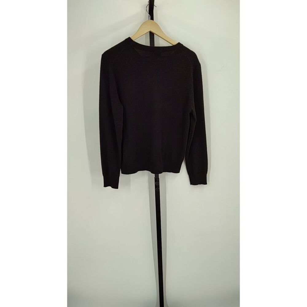 Quince Women Mongolian Cashmere Crewneck Sweater Black Sleeved Top L - Picture 3 of 3